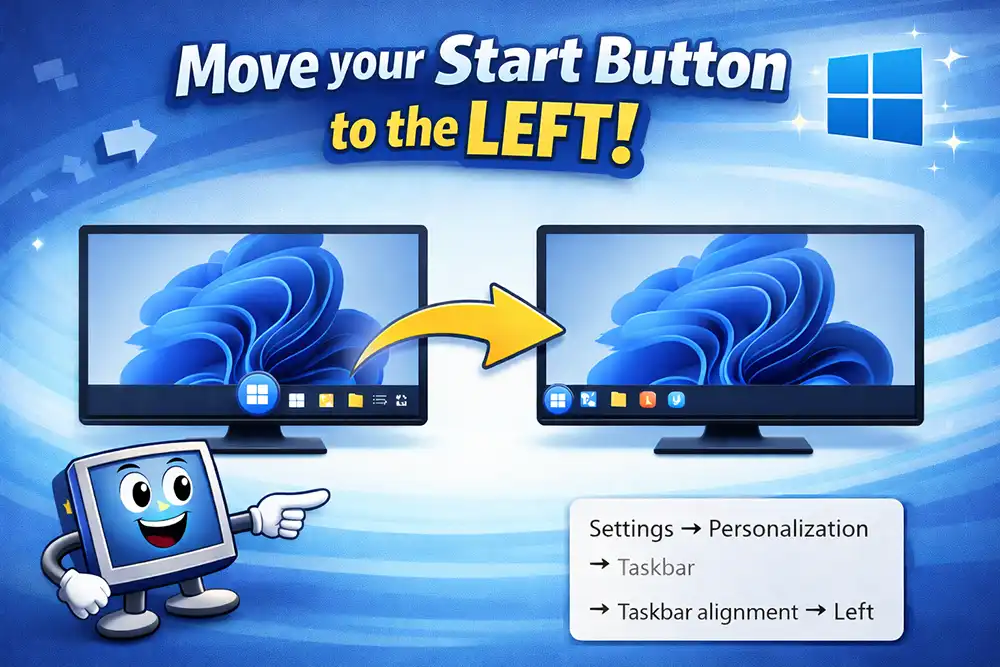 How to move Start button to the left in Windows